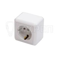 Розетка 1-местная СЕЛЕНА, открытой установки, с заземлением белая