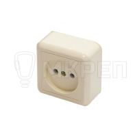 Розетка 1-местная Оптима, открытой установки, без заземления бежевая