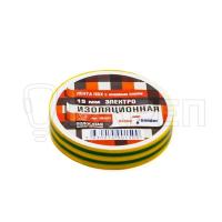 Изолента ПВХ, полосатая желто-зеленая 15ммx20м, профессиональная
