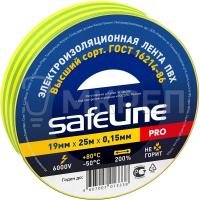 Изолента Safeline, желто-зеленая, 19ммх20м