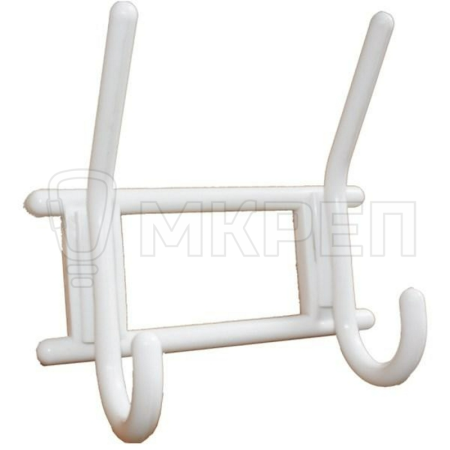 2-х Крючковая вешалка, снежно-белая, пластмасса