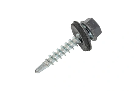 Саморез кровельный Zn, 4,8х29, RAL-7024 графитово-серый, 30шт (Гриппер)