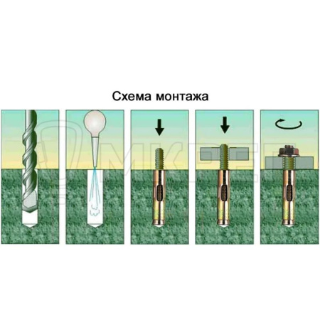 Анкерный болт с гайкой, М6х8х100мм