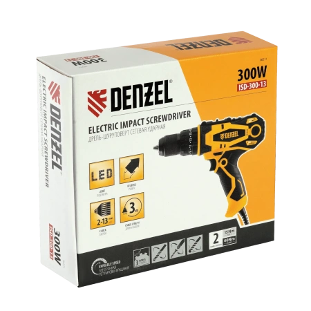 Дрель-шуруповерт ударная, 220В, ISD-300-13, Denzel
